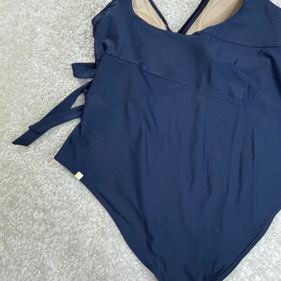 Summersalt The Perfect Wrap One Piece Swimsuit Navy Blue Womens Plus 22 - Picture 8 of 10